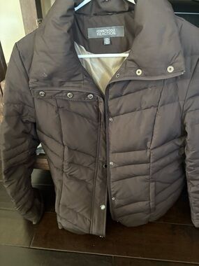 Kenneth Cole Reaction Dark Brown Quilted Puffer Jacket